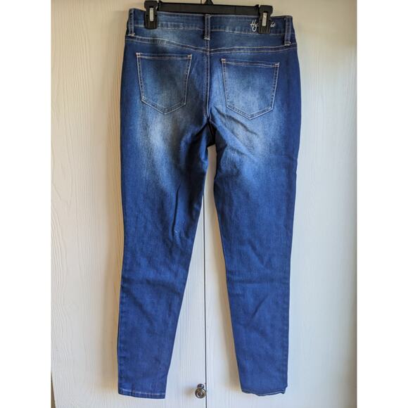 Hydraulic Women's Blue Beaded Mid Rise Button Belt Loop Blended Jeans Size 8 - Picture 2 of 5